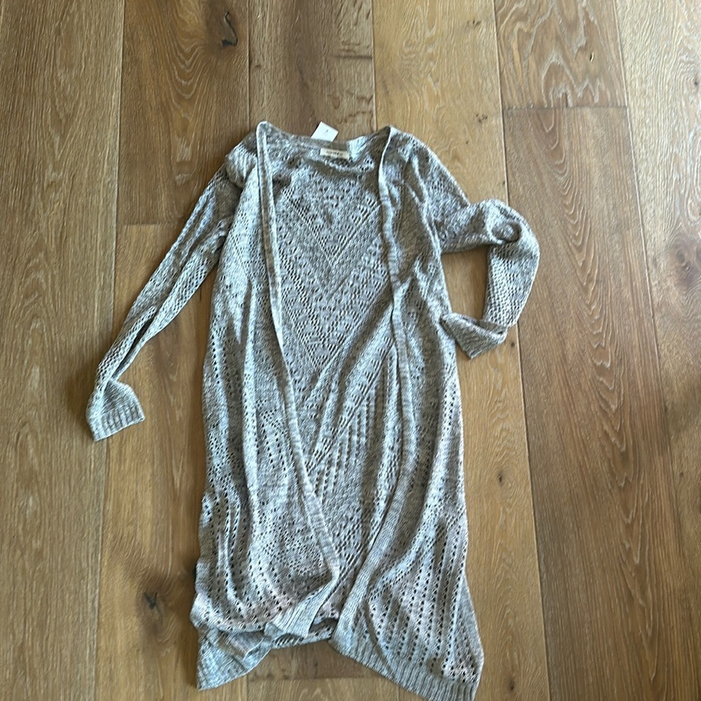 Hooked up sweater duster, medium, heather gray, acrylic